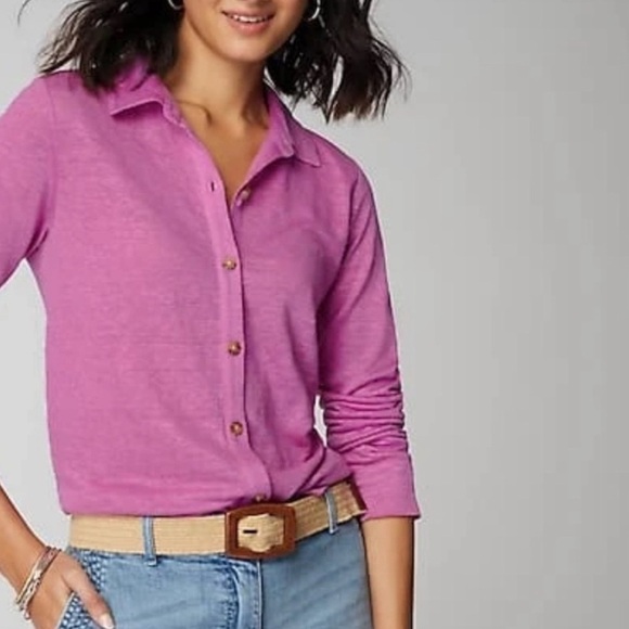 J. Jill Tops - NWT J Jill Linen Button Down Shirt Wild Orchid Purple XL Casual Breathable Beach